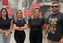 Bancários do Santander em Campina Grande retardam abertura da agência em protesto por melhores condições de trabalho