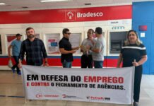 Dia Nacional de Luta no Bradesco tem mobilização do Sindicato dos Bancários de Campina Grande contra fechamento de agências e demissões