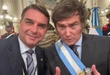 Javier Milei confirma viagem ao Brasil para participar de evento de Flávio Bolsonaro