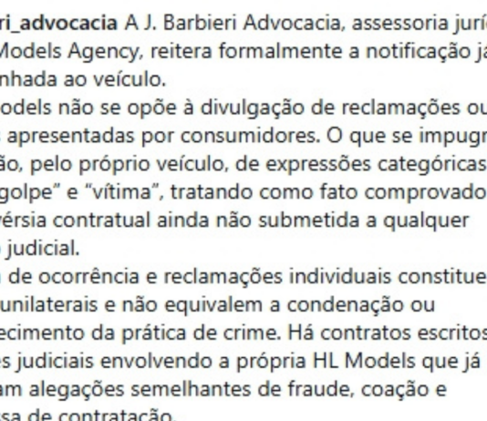 HL Models se manifesta após denúncias sobre suposta falsa seleção de modelos em Campina Grande